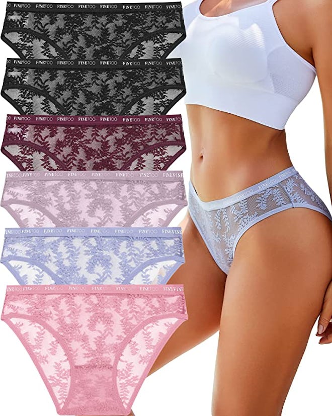 FINETOO Lace Hipster Panties (6-Pack)
