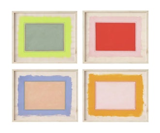 Contemporary Bright Color Field Art Prints, Framed - Set of 4