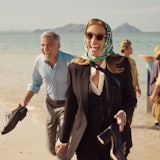 George Clooney and Julia Roberts on a beach in 'Ticket to Paradise'