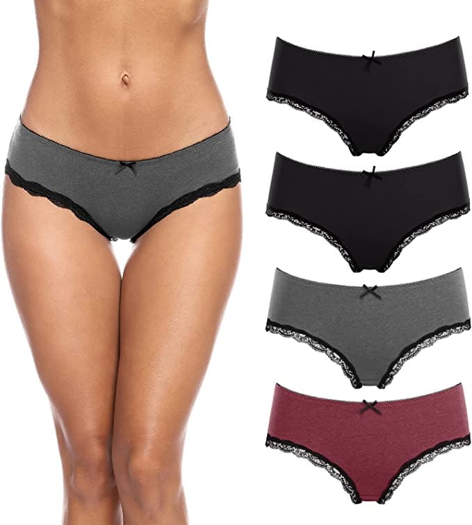 ATTRACO Lace-Trim Cotton Briefs (4-Pack)