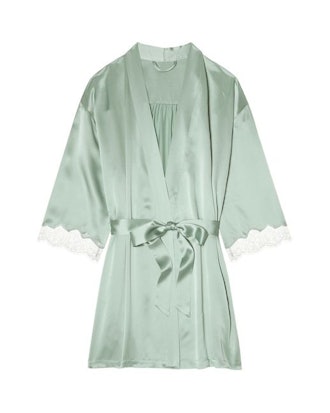 Journelle mint green silk robe