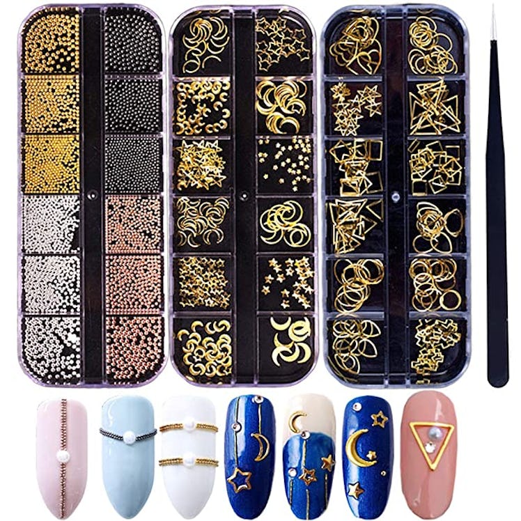 Annymall 800-Piece Metallic 3D Nail Charms make doing your nails at home so easy