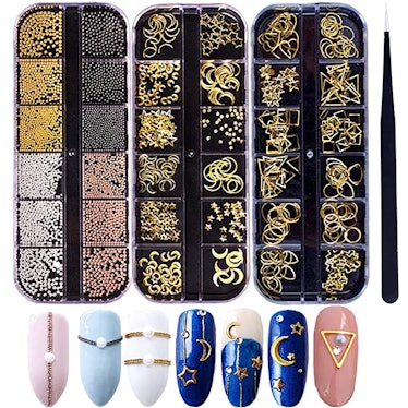 Annymall 800-Piece Metallic 3D Nail Charms make doing your nails at home so easy
