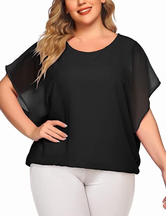IN'VOLAND Batwing Chiffon Blouse