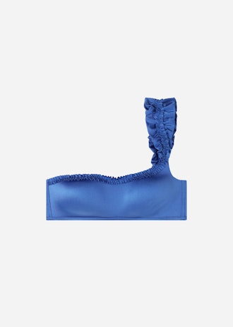 Calzedonia ruffled single strap blue bikini top