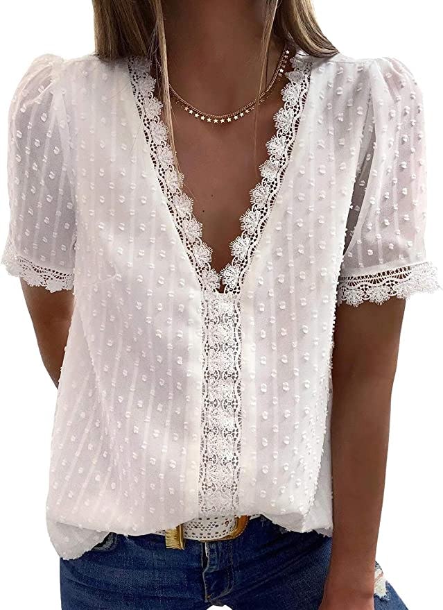 Dokotoo V Neck Lace Blouse