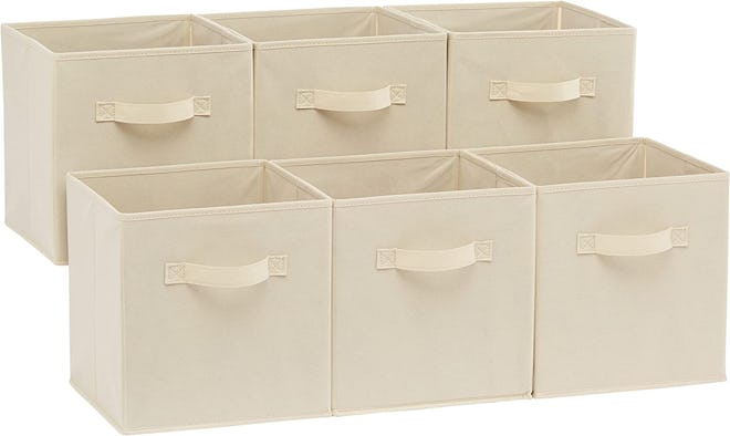 6-pack beige fabric cube organizers
