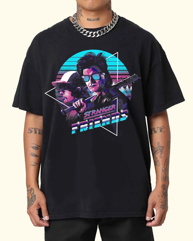 'Stranger Things' merch for Season 4 includes a Steve and Dustin tee. 