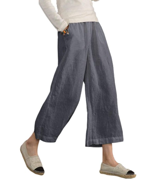 ECUPPER Cropped Wide Leg Pants