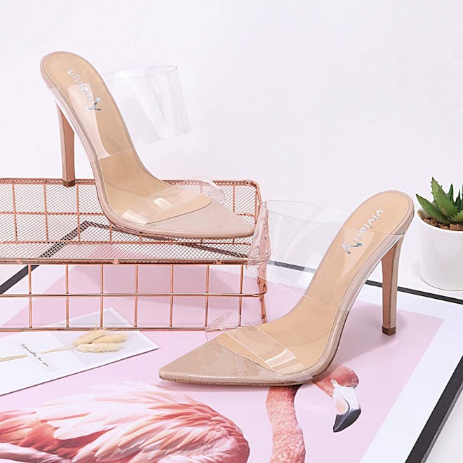 vivianly Clear Pointed-Toe Stiletto Sandals
