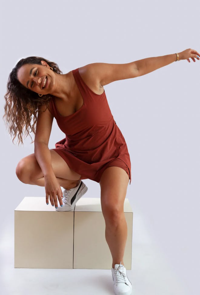 model wearing the alder apparel get dirty dress