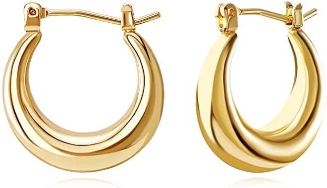 FAMARINE 14K Gold Plated Hoop Earrings