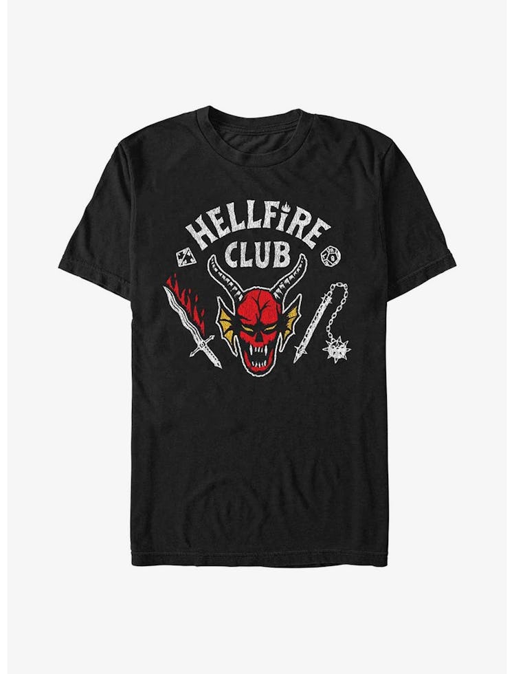 'Stranger Things' merch for Season 4 includes a Hellfire Club tee. 