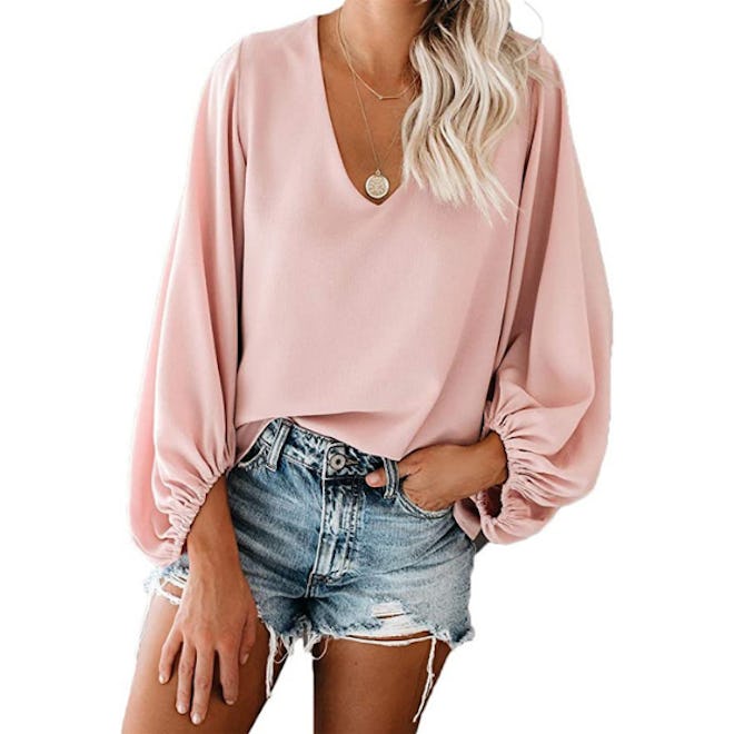 Qearal V Neck Chiffon Blouse