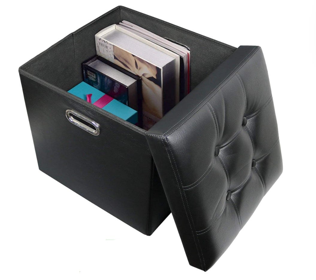 Greenco Faux Leather Tufted Ottoman Stool