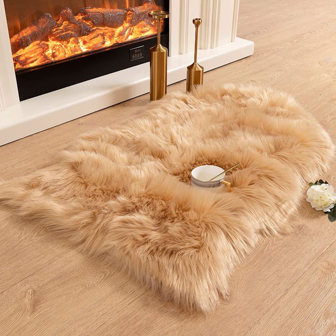 Carvapet Faux Sheepskin Plush Area Rug