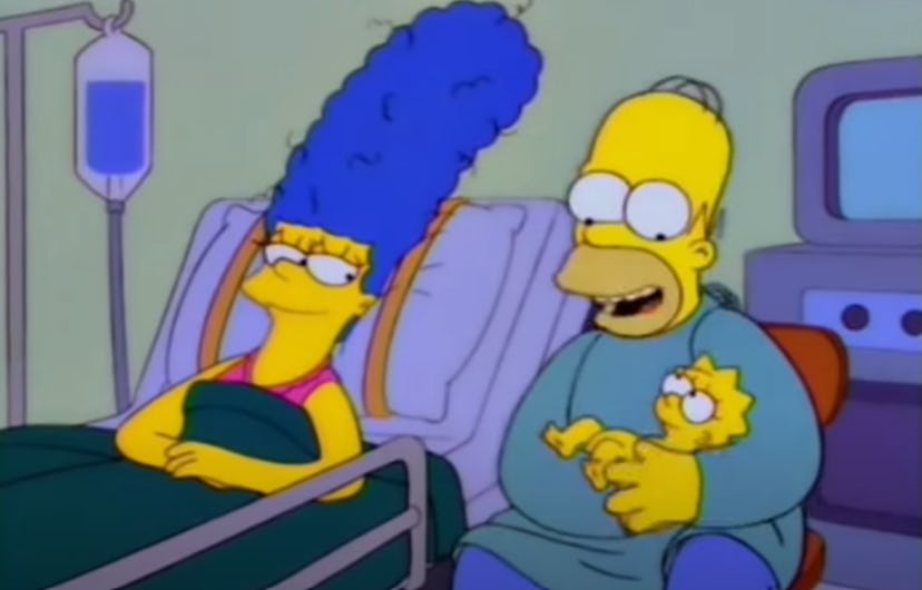 Homer Simpson gushes over the birth of his daughter Lisa. 