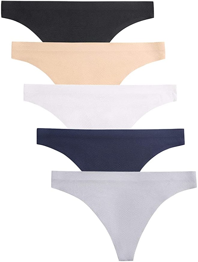 VOENXE No Show Seamless Thongs (5-Pack)