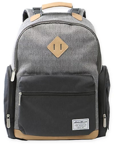 The Eddie Bauer Bridgeport Backpack Diaper Bag in Grey is one of the best Father's Day gifts for son...