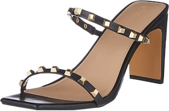 The Drop Avery Square Toe Two Strap High Heeled Sandal