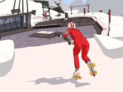 skater with gun against white background