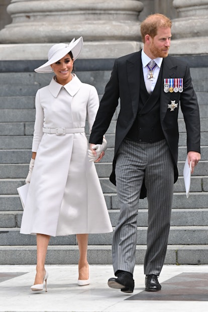Meghan Markle and Prince Harry at a thanksgiving service for the Queen's Platinum Jubilee