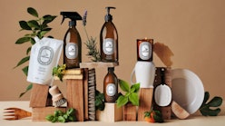 Diptyque Line of Luxury Home Cleaning Goods placed on wooden blocks next to each other