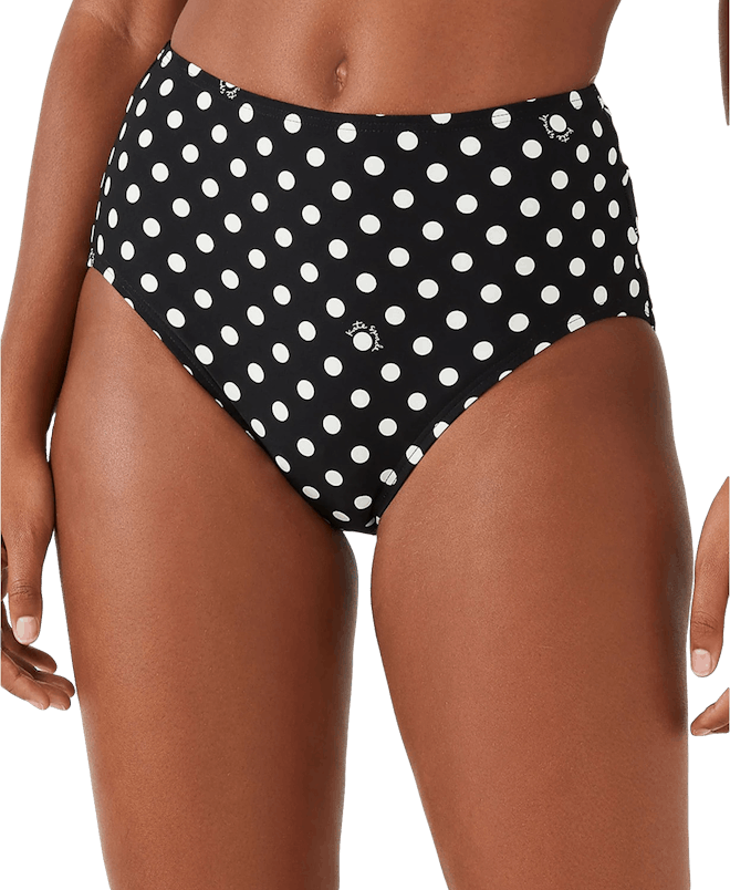 Polka-Dot High-Waist Bikini Bottoms