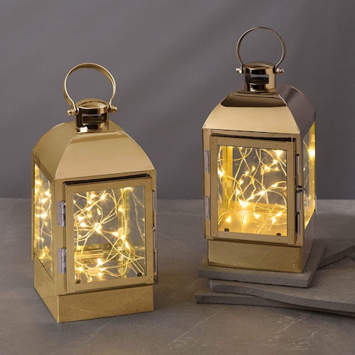 LampLust Gold Lanterns Decorative Set (Set of 2)