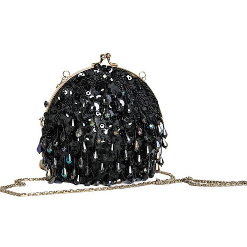 Black Beaded Sequin Purse