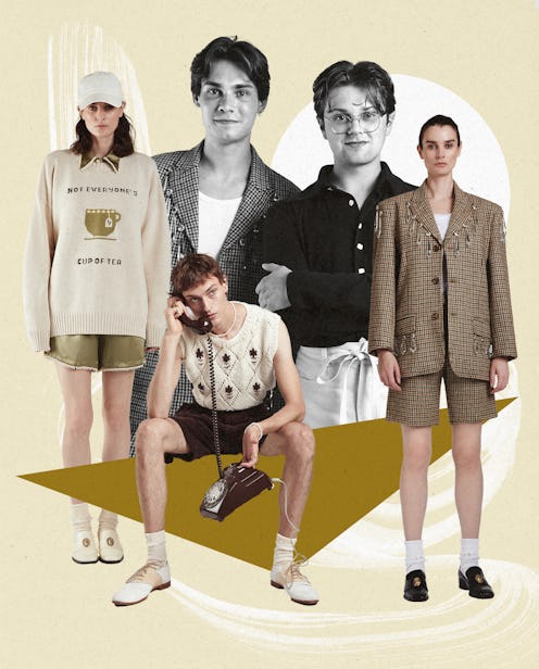 A collage of people wearing pieces from Tanner Fletcher, a genderless brand