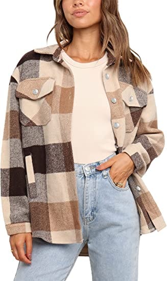 UANEO Plaid Shacket