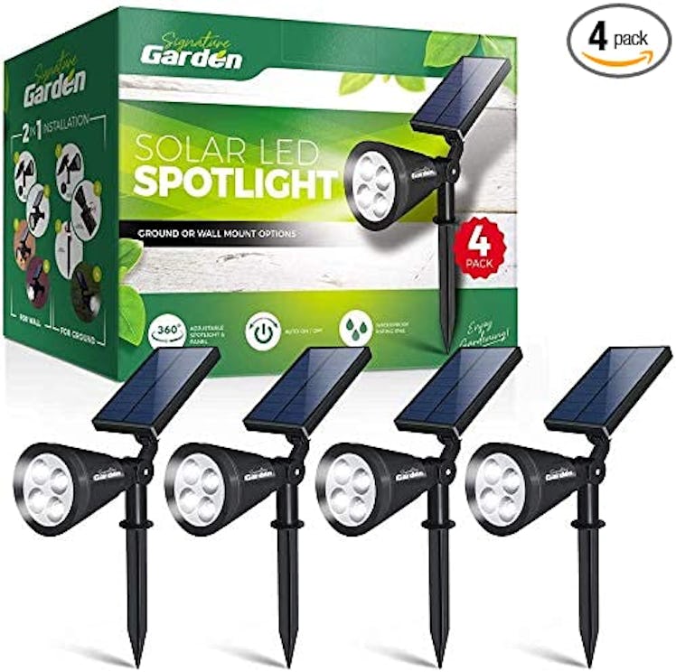 Signature Garden LED Solar Garden Spotlights (4-Pack)