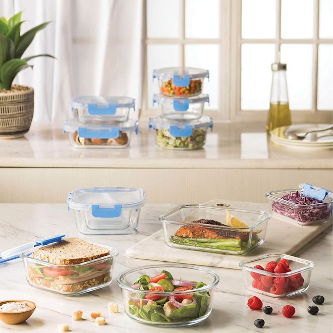 FineDine Superior Glass Food Storage Containers Set (24 Pieces)