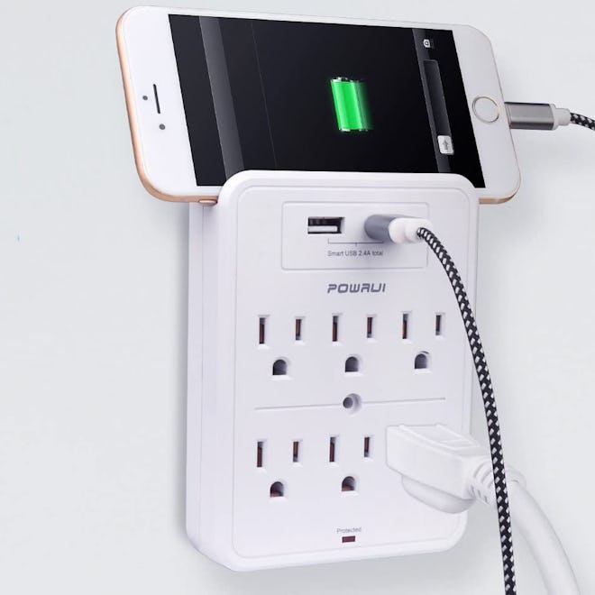 POWRUI Outlet Extender with Phone Holder
