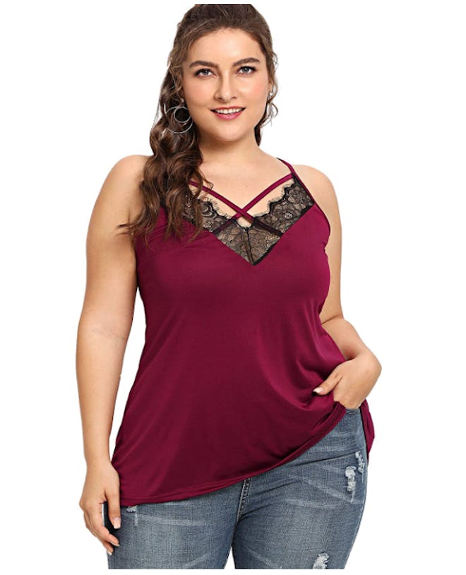 ROMWE Criss Cross Spaghetti Tank