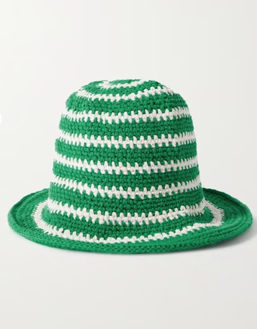 Striped Crocheted Cotton Bucket Hat
