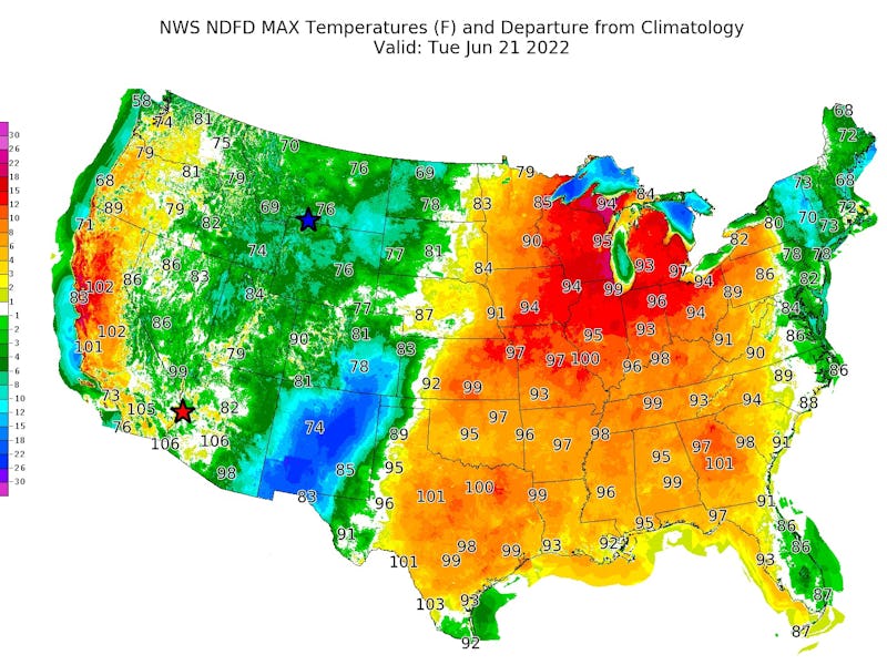 The first day of summer 2022 brought soaring temperatures across a large part of the United States.