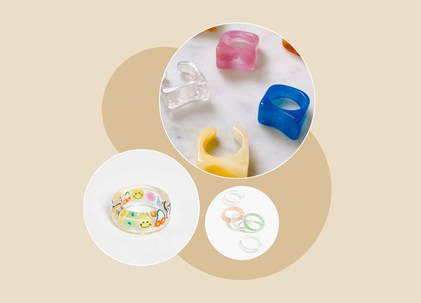 The cutest clear resin rings you can buy for your Y2K-inspired accessories wardrobe.