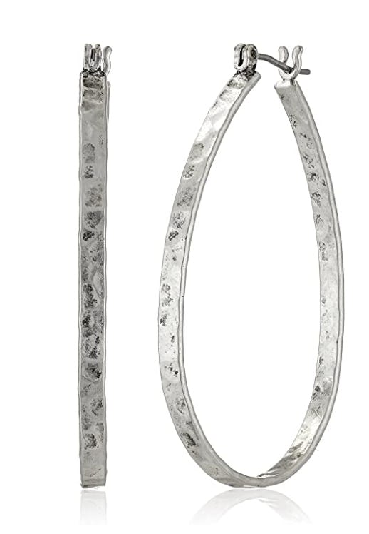 Lucky Brand Textured Medium Oblong Hoops