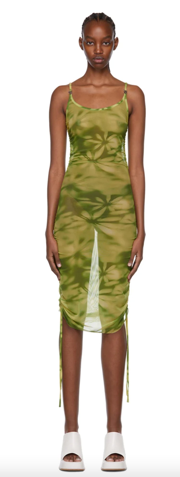 Exclusive Green Nylon Mini Dress