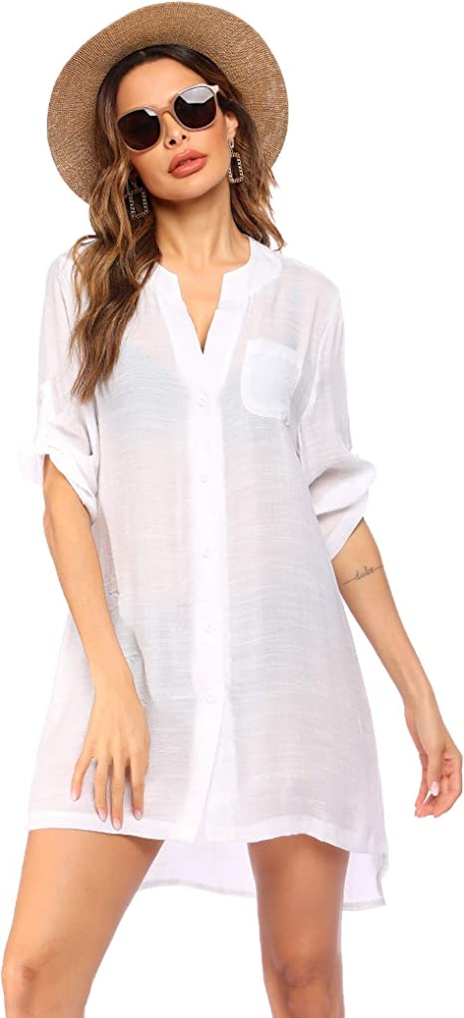 Ekouaer Button-Down Swimsuit Cover-Up