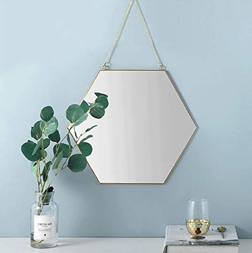 Dahey Gold Hexagon Wall Mirror