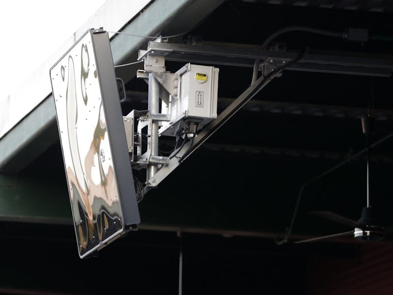 Early models of the robo-umpire system, used in a minor league game in 2019.