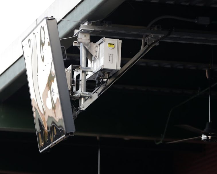 Early models of the robo-umpire system, used in a minor league game in 2019.