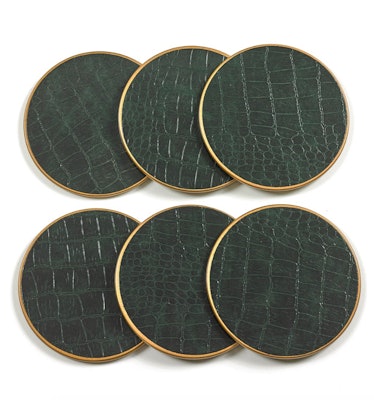 Crocodile Round Coasters, Green - Set of 6