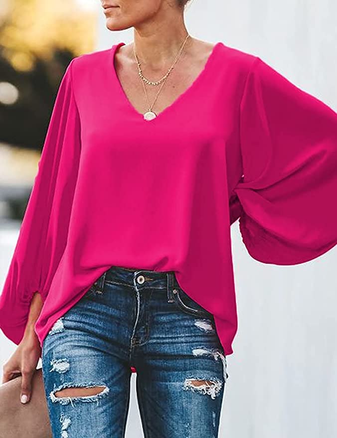 Qearal V Neck Chiffon Blouse