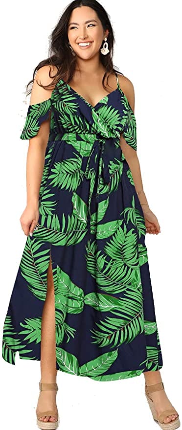 Milumia Open Shoulder Split Dress