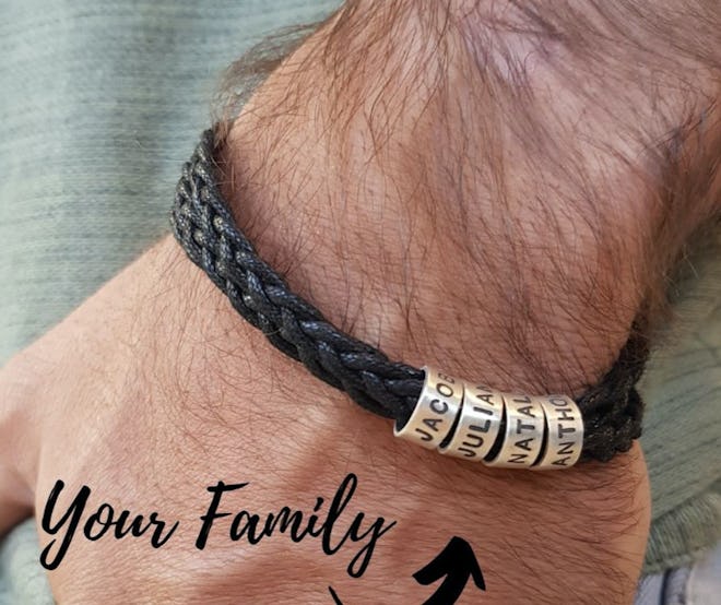 Personalized Mens Bracelet with Small Custom Beads Sterling Silver