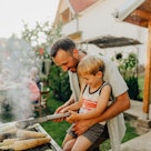 A father and son on a barbecue on Father's day 